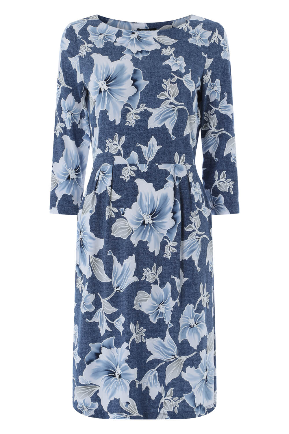 Blue Floral Print Pocket Dress, Image 4 of 4