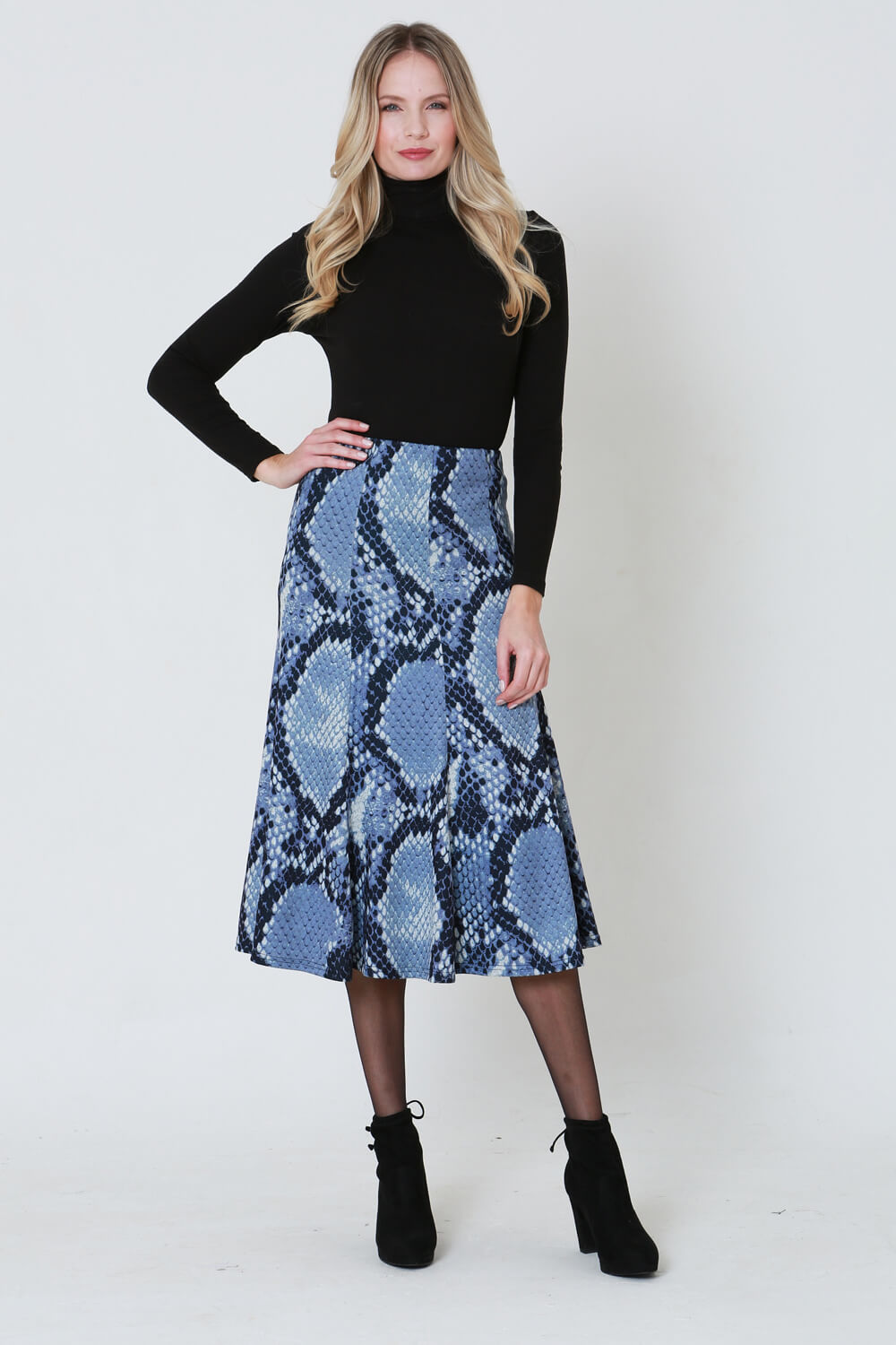 Julianna Snake Print Midi Skirt