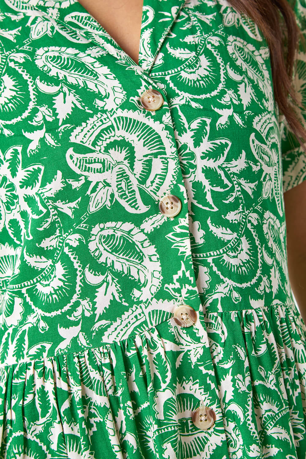 Green Petite Floral Print Midi Tea Dress, Image 5 of 5
