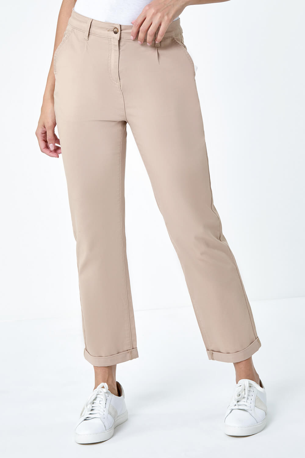 Natural  Cotton Blend Washed Chino Trousers, Image 4 of 5
