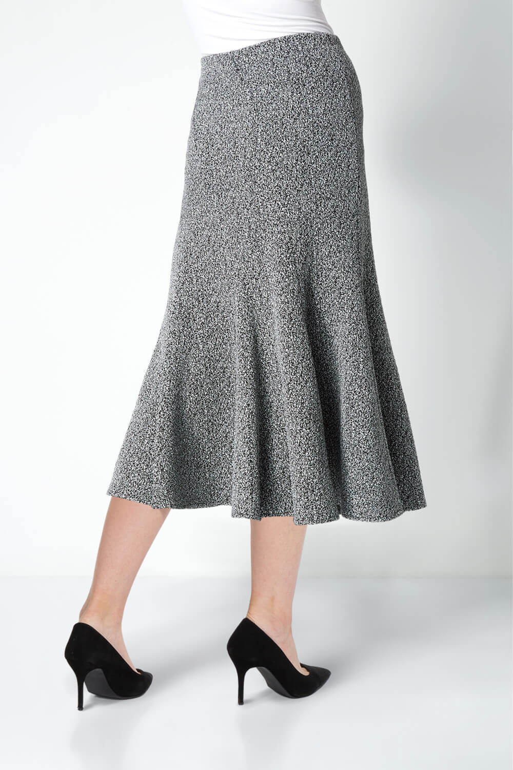 Grey Texture Flared Skirt, Image 2 of 3