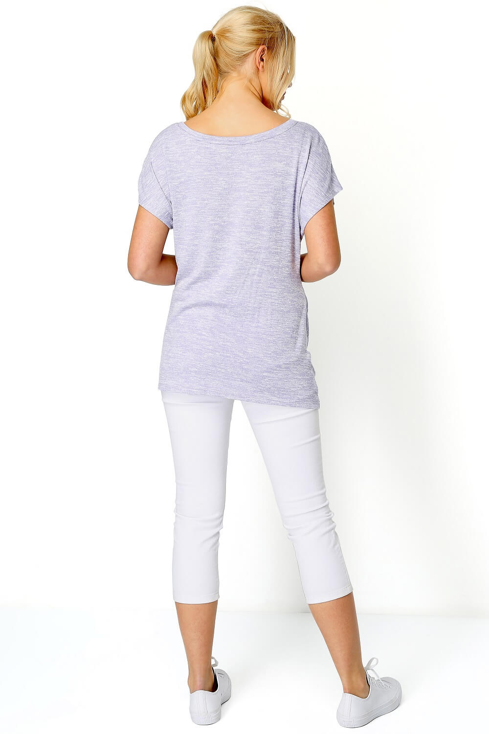 Lilac Knot Front Short Sleeve Top, Image 3 of 8