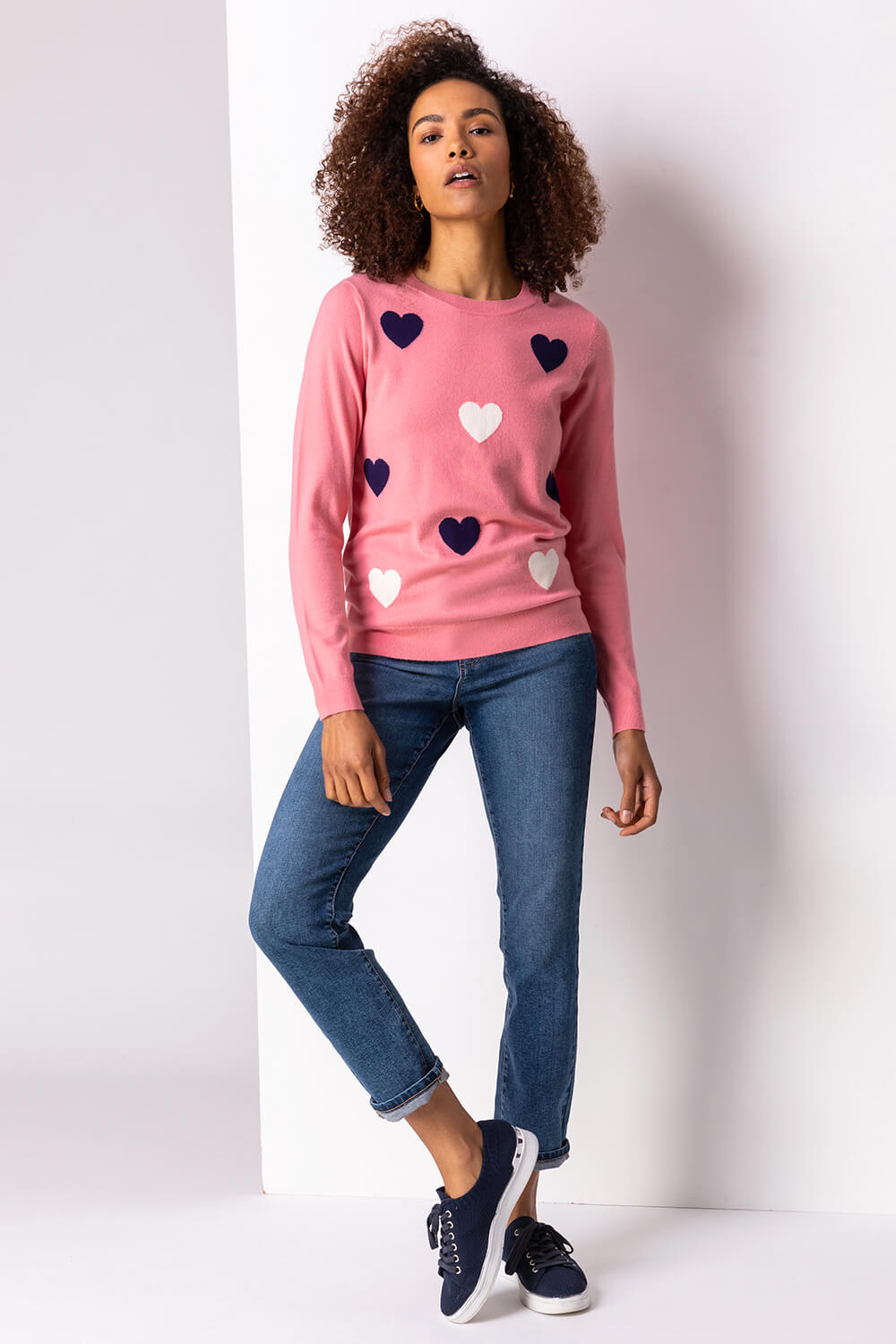 CORAL Heart Print Crew Neck Jumper, Image 4 of 4