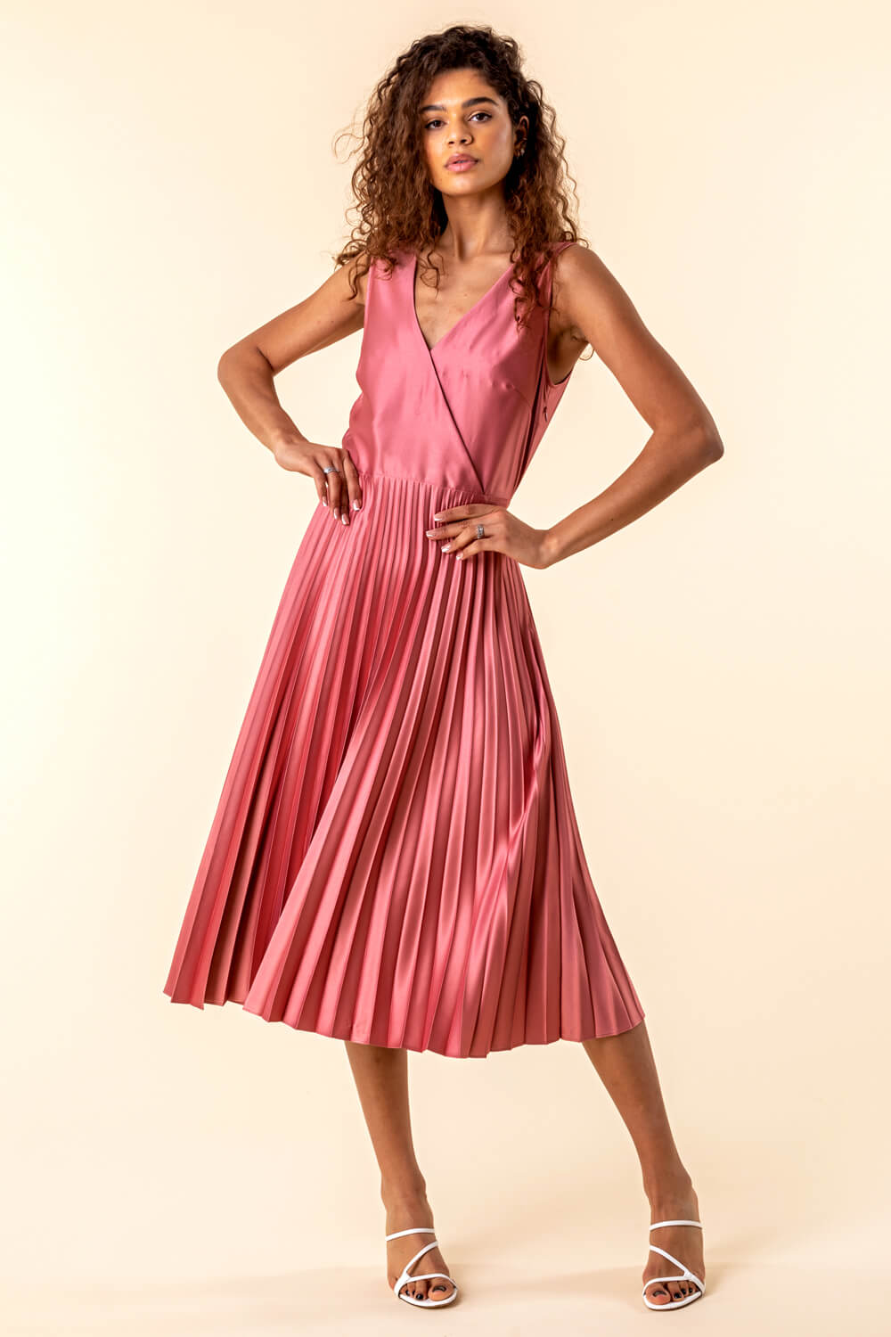Rose Pleated Midi Wrap Dress, Image 3 of 4