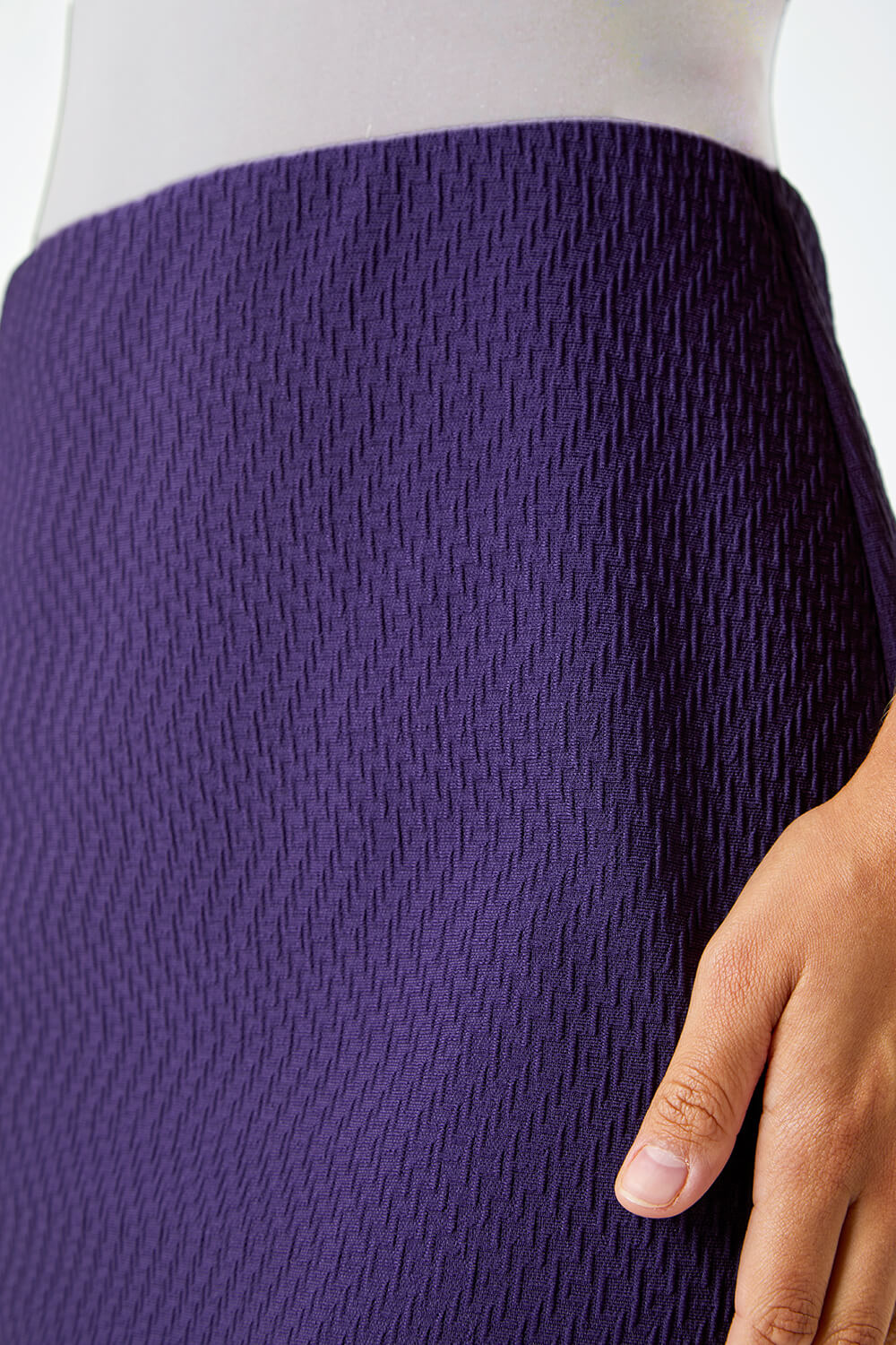 Purple Textured Pencil Midi Stretch Skirt, Image 5 of 5