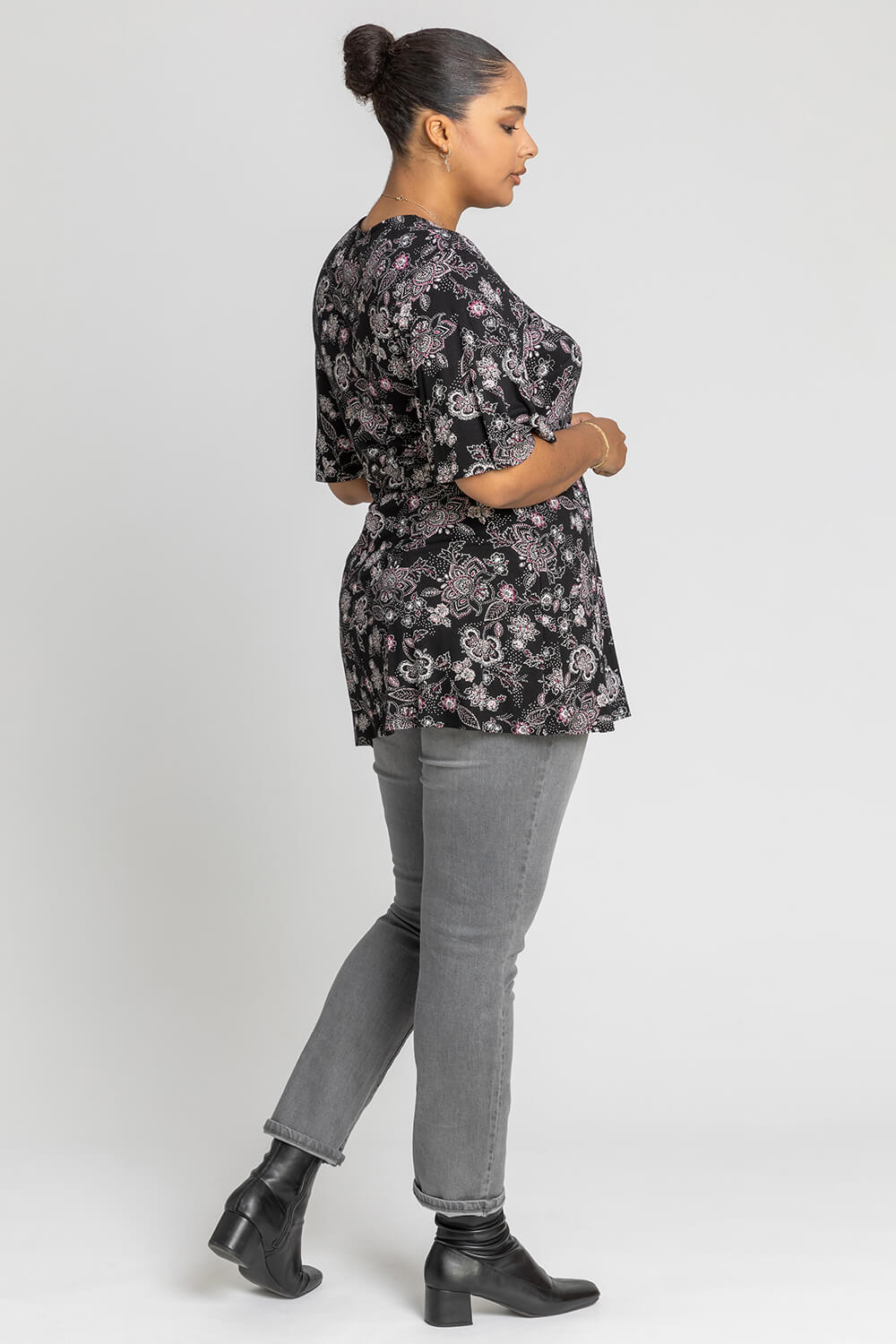  Curve Floral Buttoned Wrap Top, Image 2 of 4