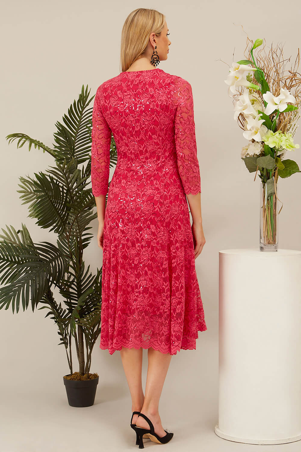 CERISE Julianna Sequin Lace Midi Dress, Image 2 of 4