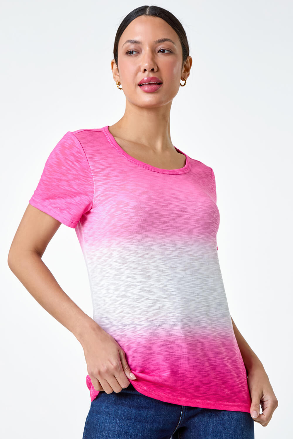 PINK Ombre Burnout Print Stretch Jersey T-Shirt, Image 2 of 5
