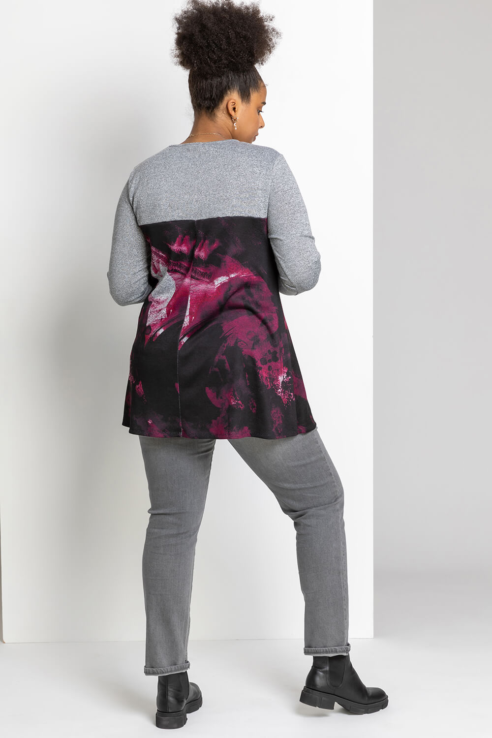 Wine Curve Abstract Print Contrast Top, Image 2 of 4
