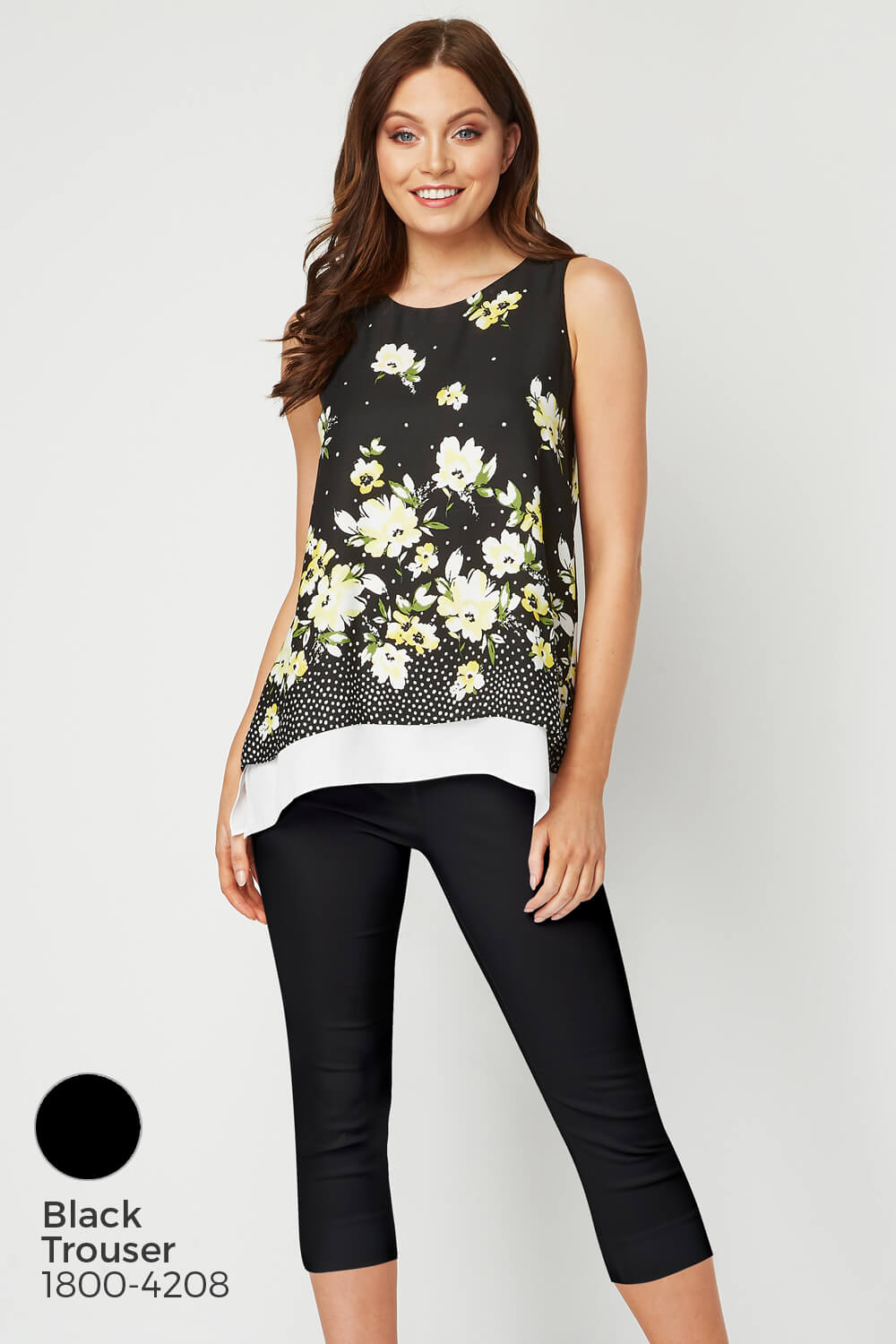 Black Floral Print Overlay Top, Image 5 of 8
