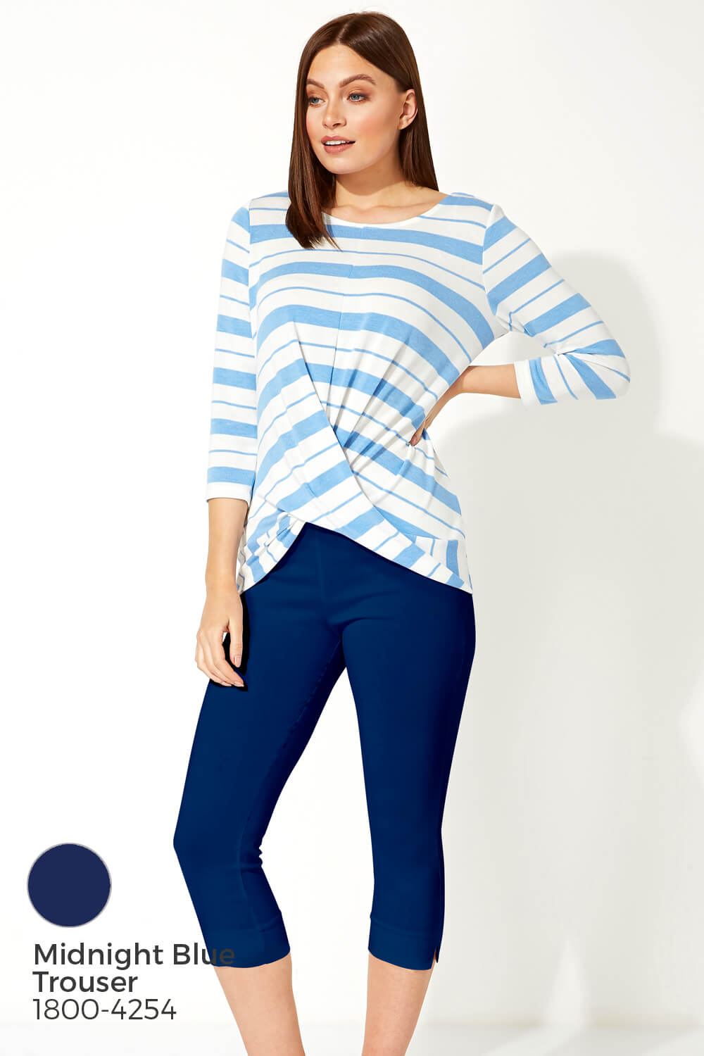 Blue Abstract Stripe Twist Front Top, Image 4 of 7