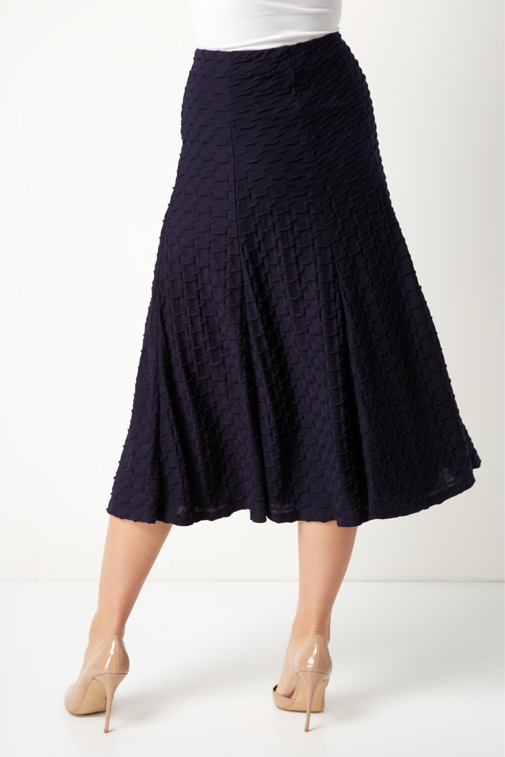 Textured Midi Skirt in Navy - Roman Originals UK