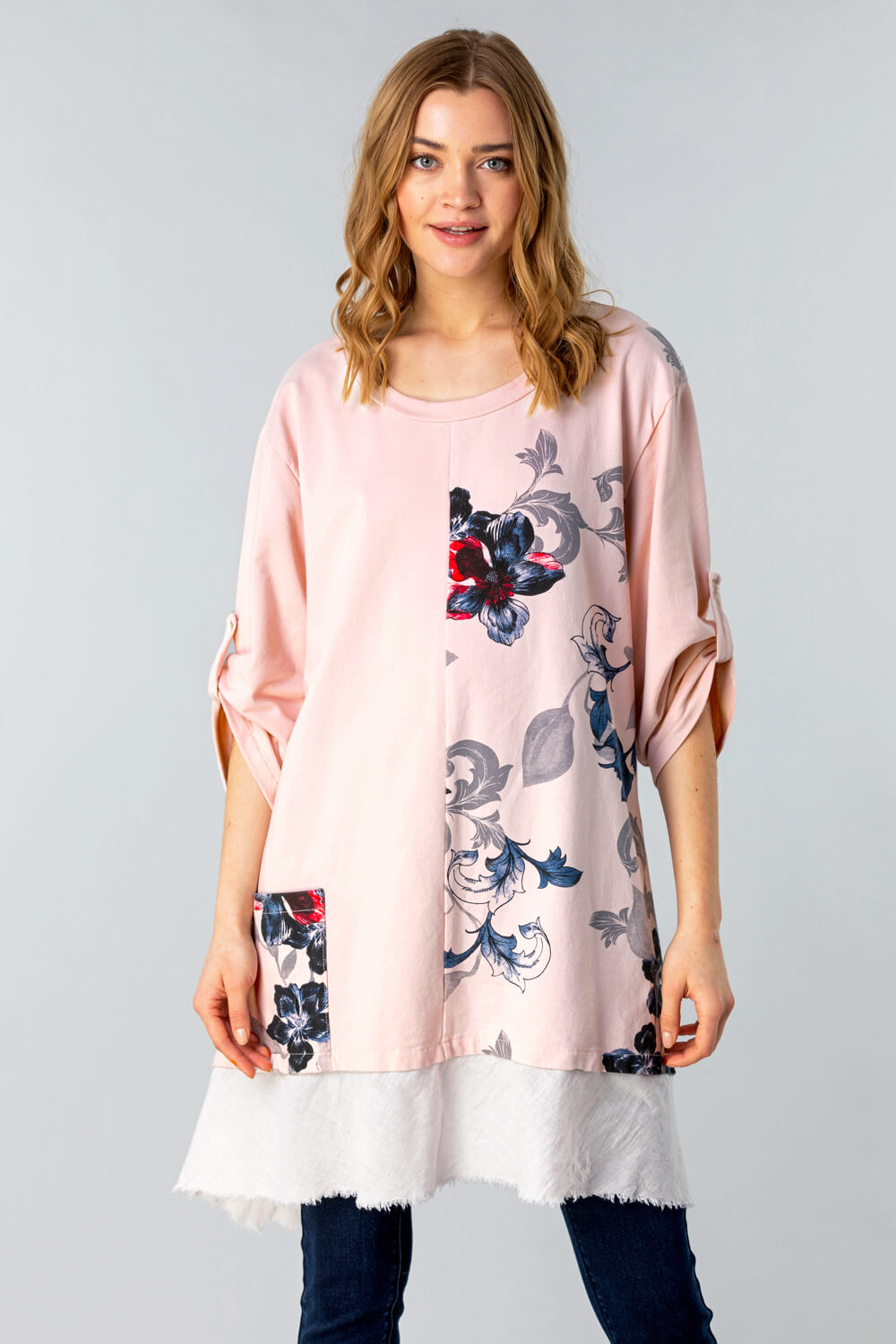 Floral Slouchy Pocket Tunic Top