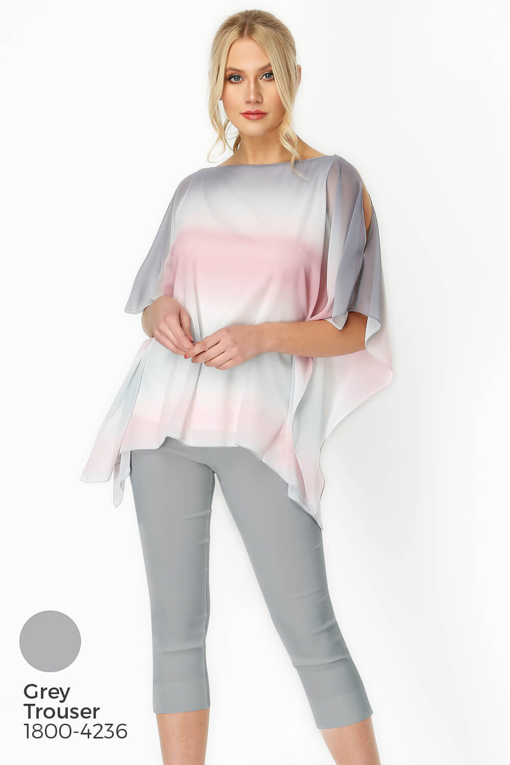 PINK Ombre Split Sleeve Overlay Top, Image 8 of 8