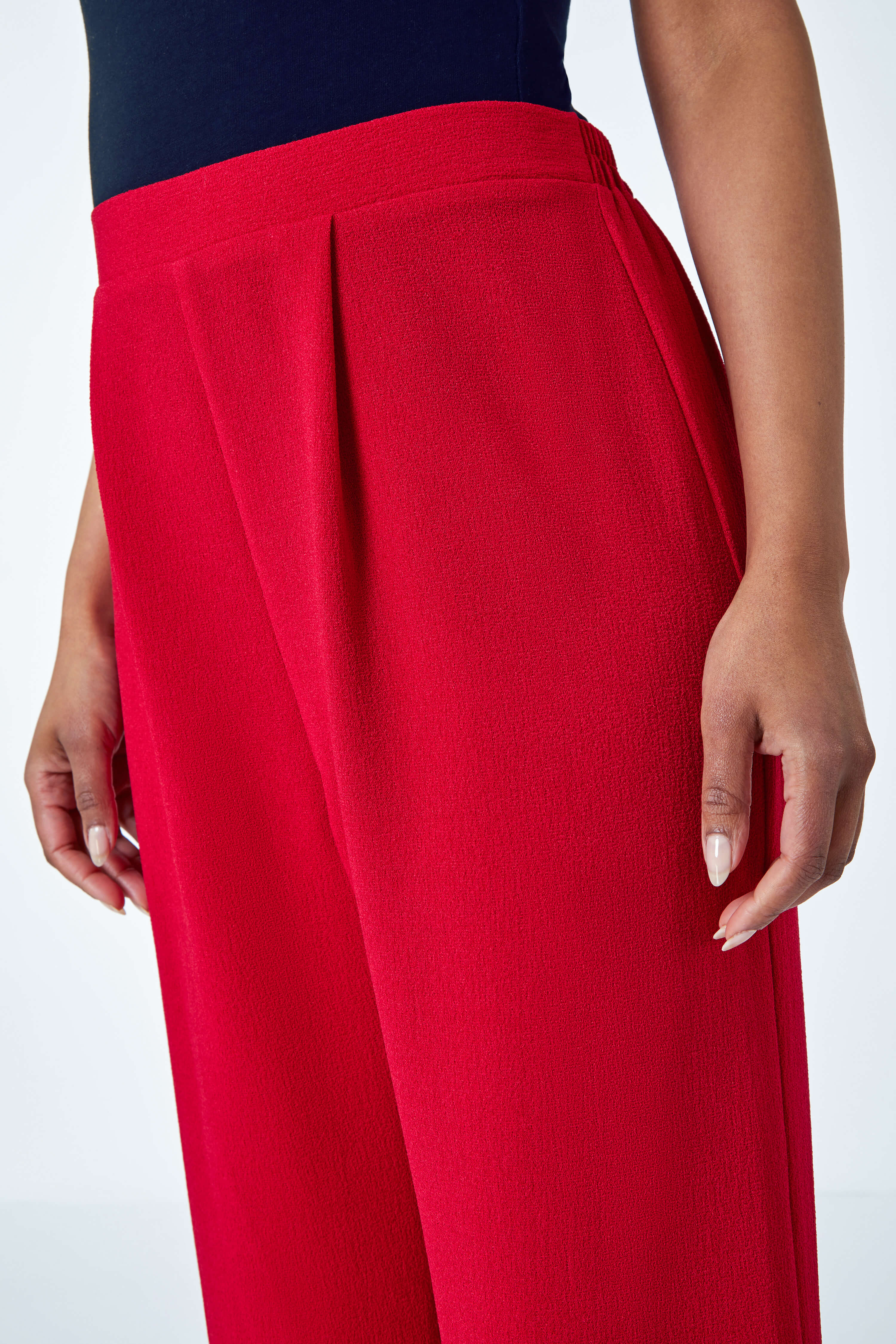 Red Petite Wide Leg Stretch Trousers Roman UK