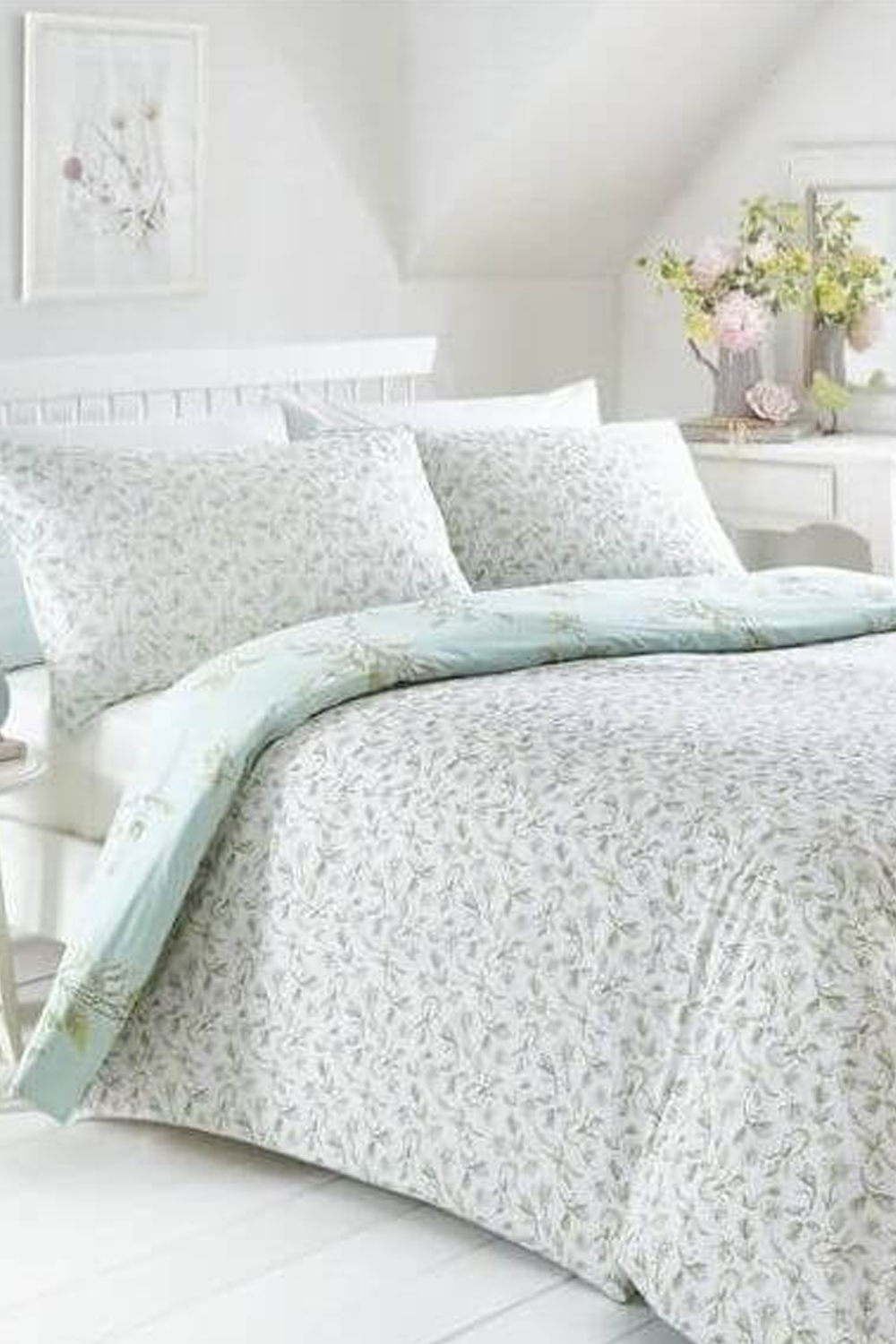 King Size Yasmina Duck Egg Duvet Cover Set in Duck Egg - Roman Originals UK