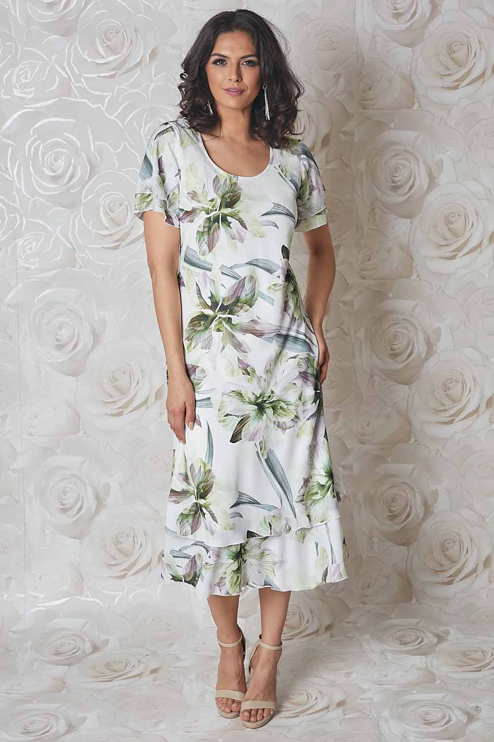 Lime Julianna Tropical Print Chiffon Dress, Image 2 of 4