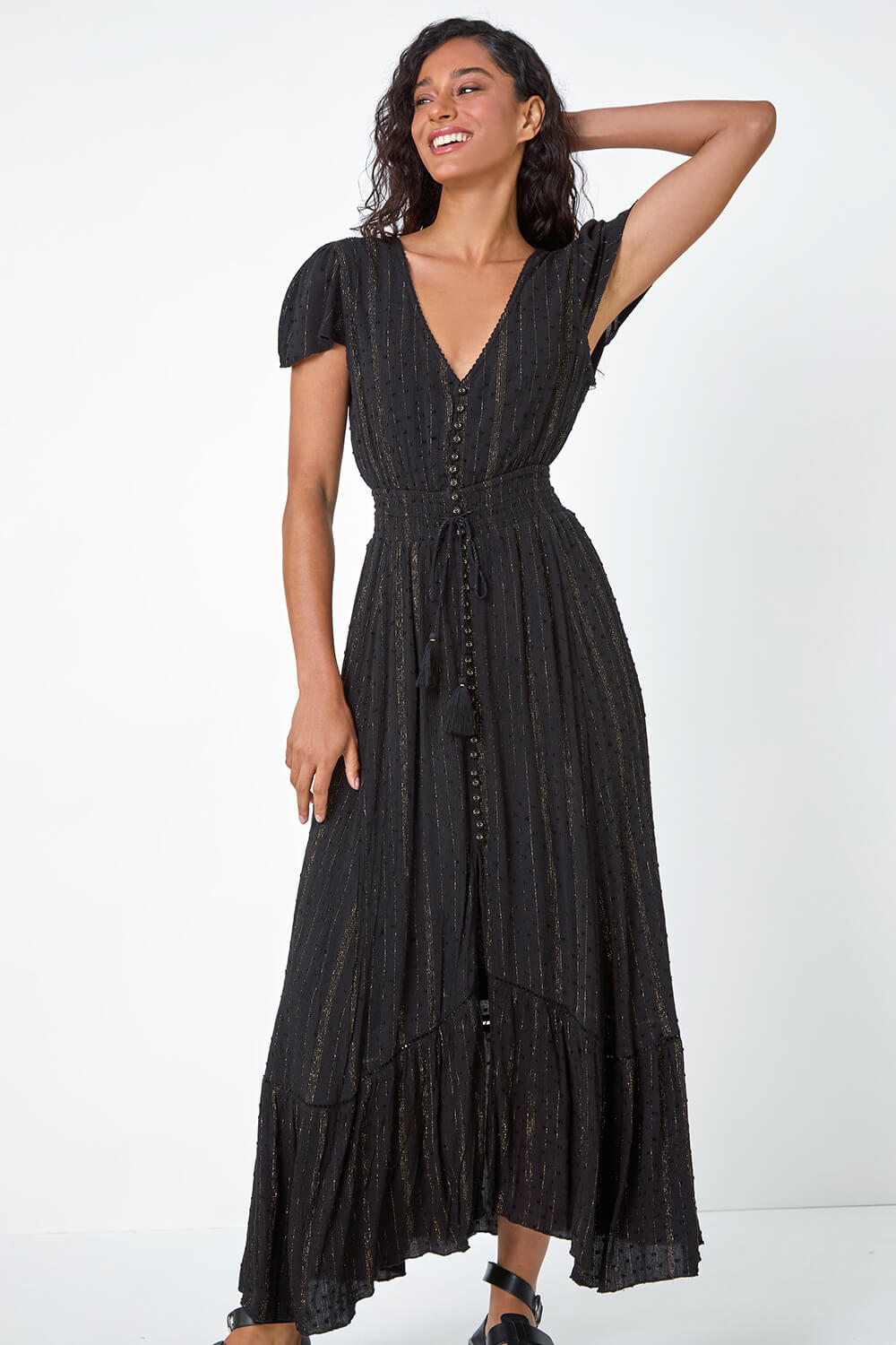Striped Button Maxi Dress