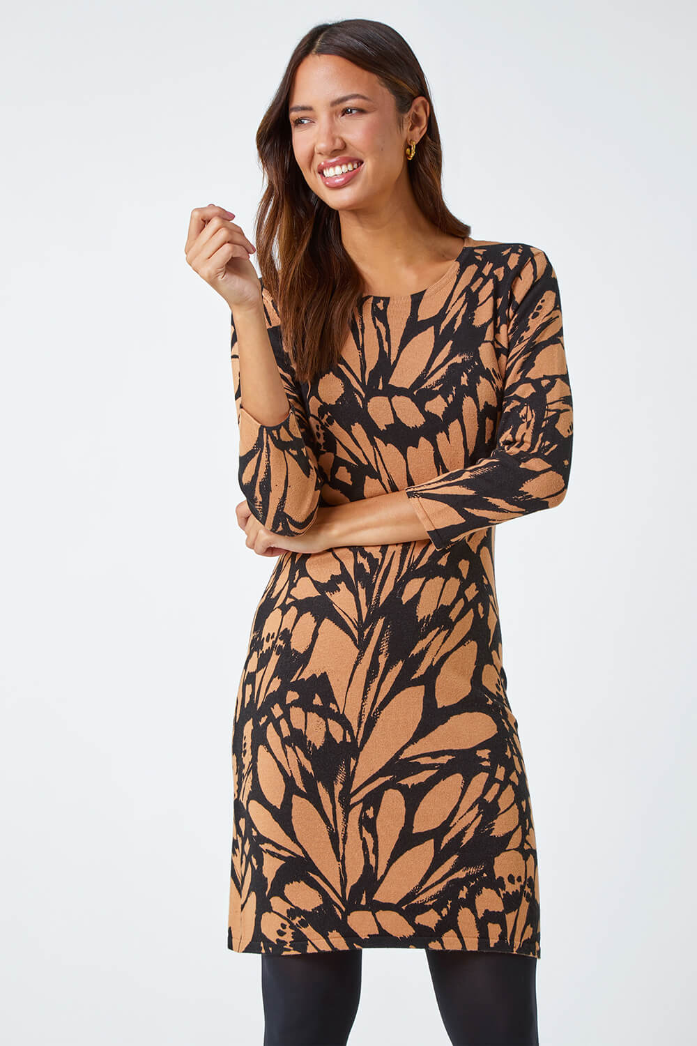 Butterfly Print Knitted Stretch Dress