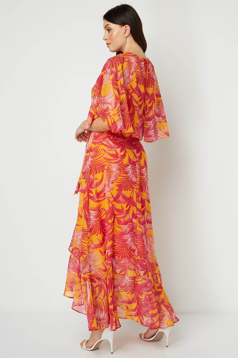 ORANGE Chiffon Wrap Maxi Dress , Image 3 of 5