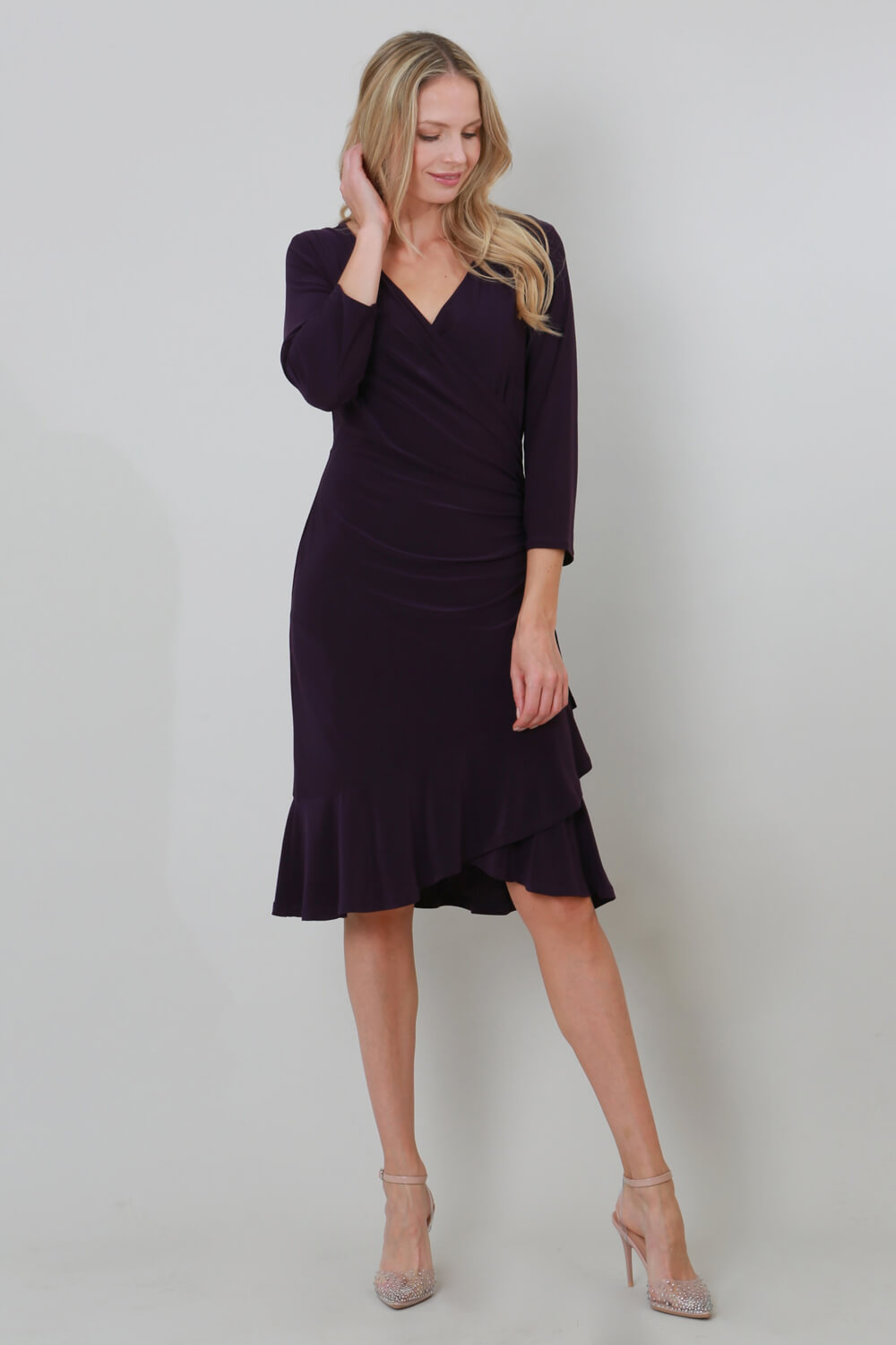 Navy  Julianna Ruched Side Wrap Dress, Image 3 of 3