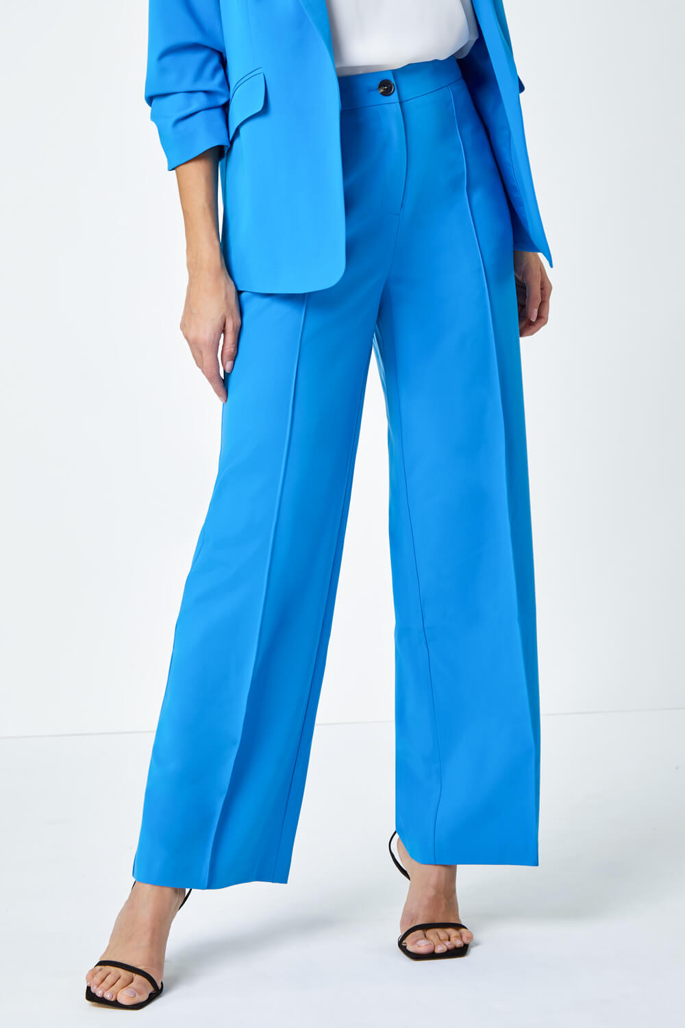 Blue Tailored Relaxed Stretch Trousers, Image 4 of 5