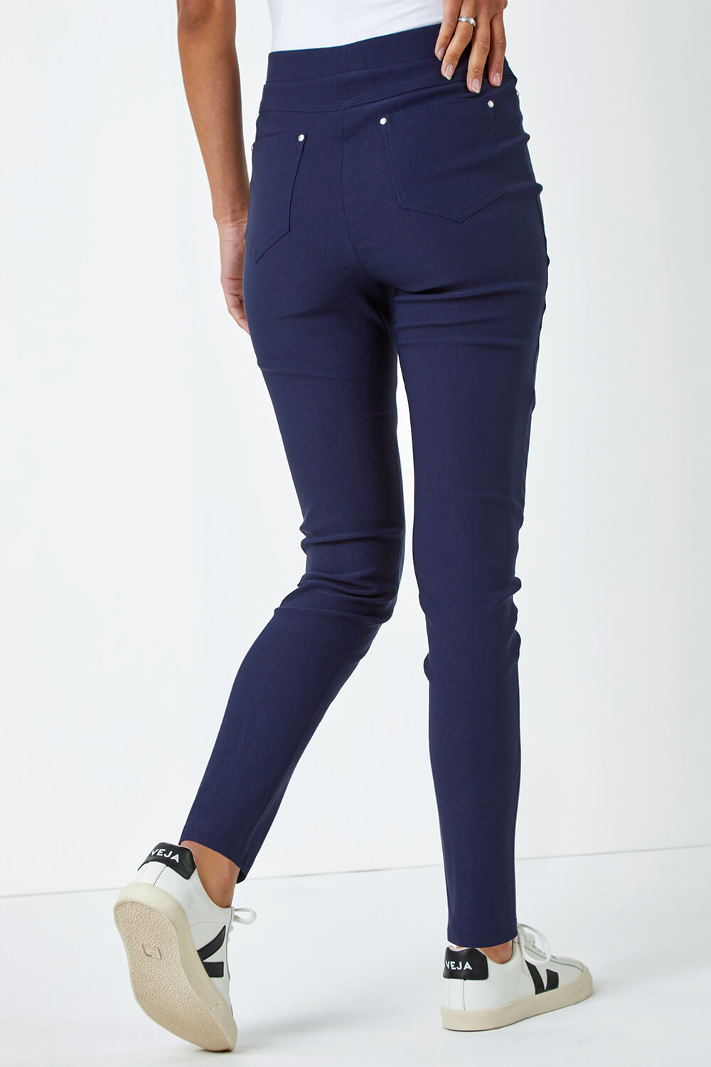 Navy  Stretch Jean Trouser, Image 3 of 4