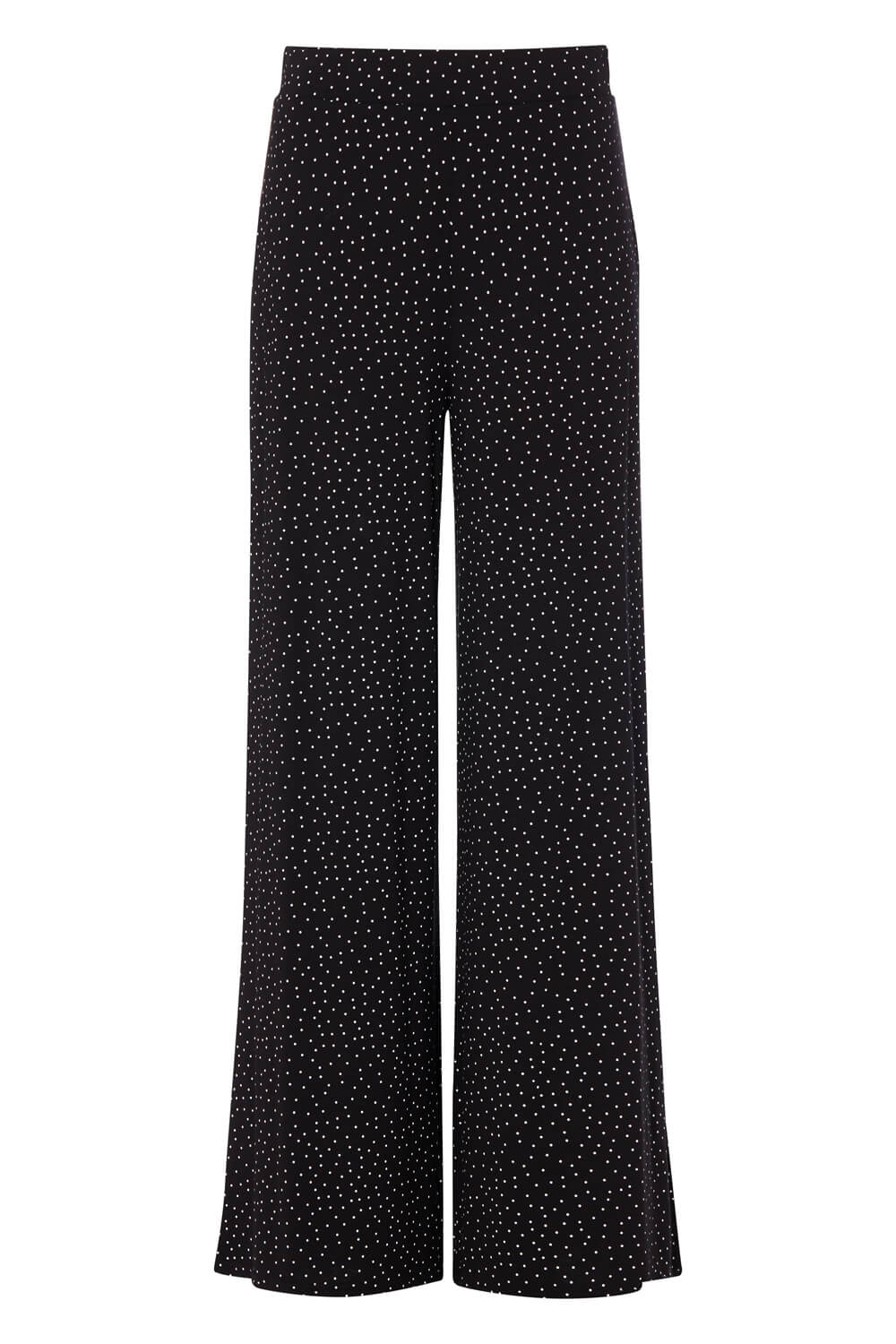 Black Spot Print Wide Leg Trousers, Image 4 of 4