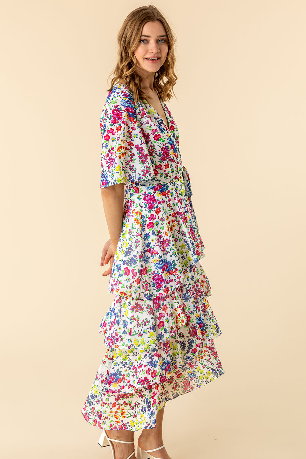 Frill Detail Floral Print Dress