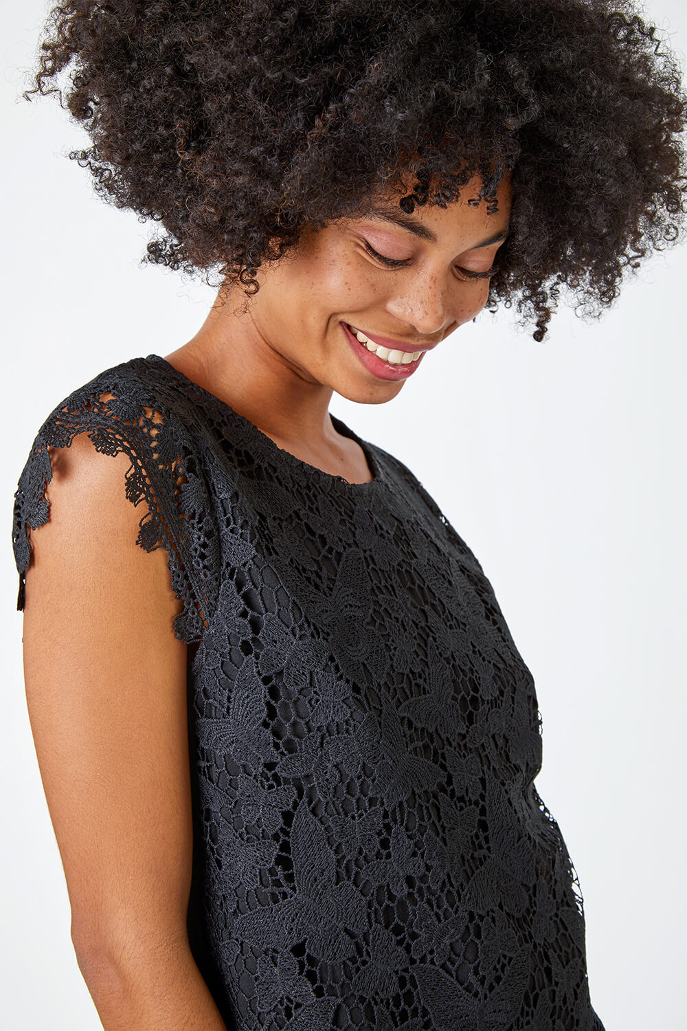 Black Butterfly Lace Stretch Top, Image 4 of 5