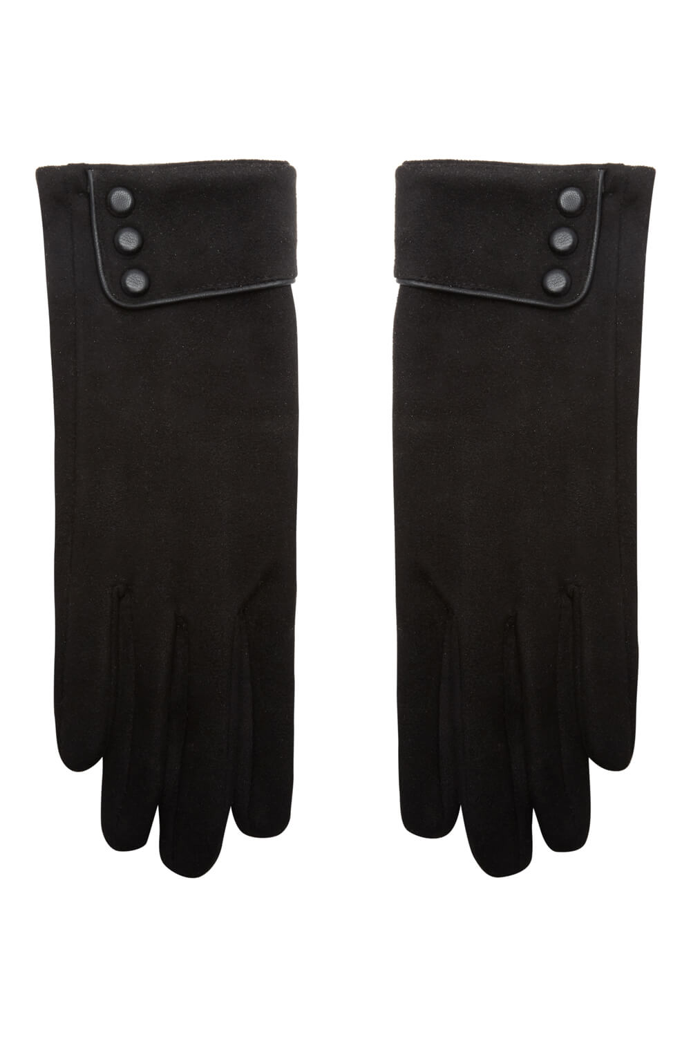 Black Button Detail Gloves, Image 2 of 6
