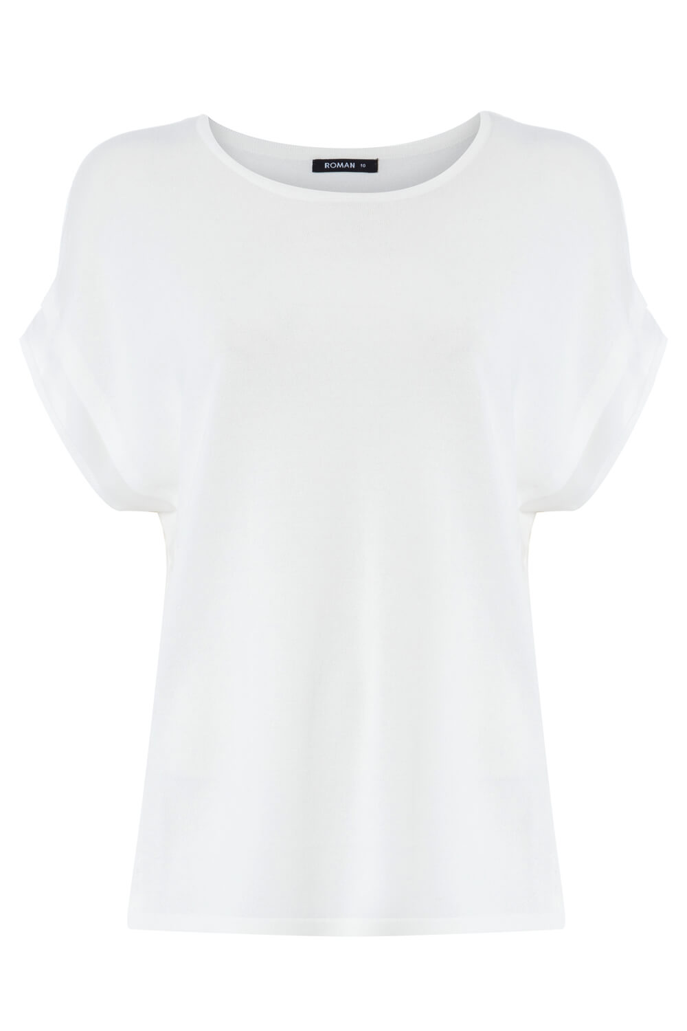 Ivory  Chiffon Panel Knit T-Shirt, Image 5 of 5