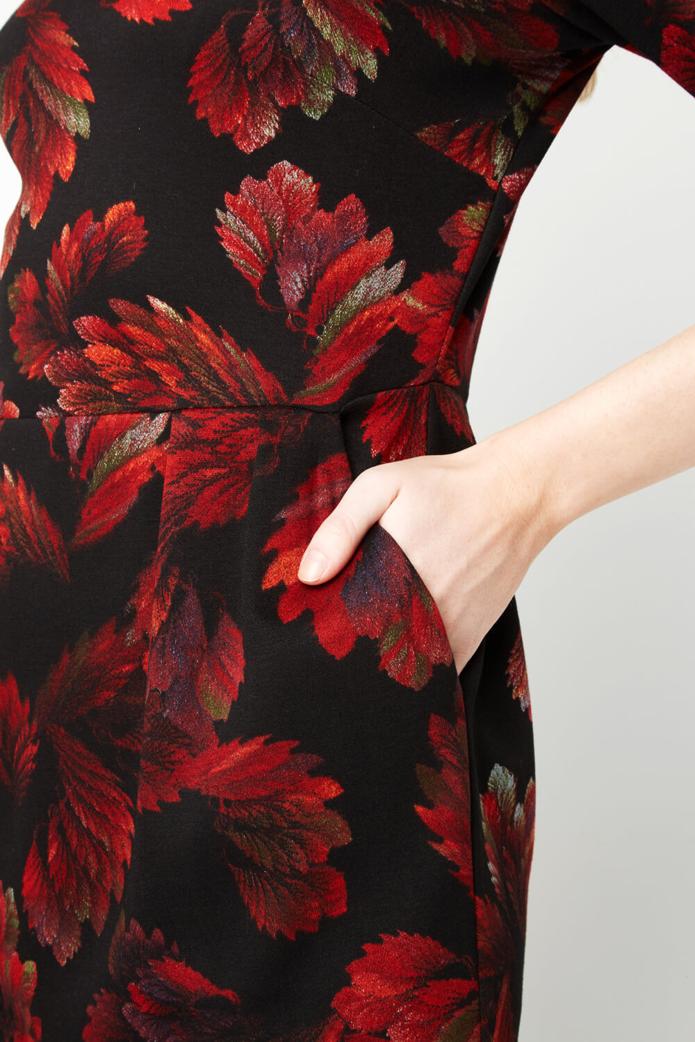 Red Floral Dress with Pockets, Image 4 of 5