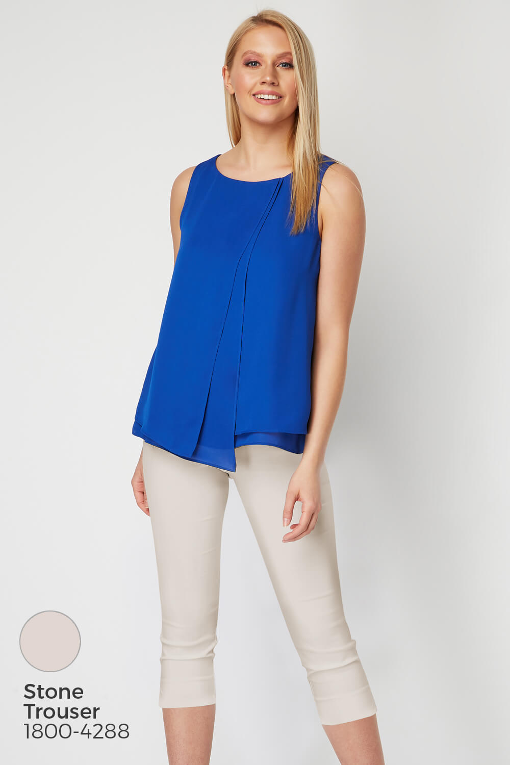 Royal Blue Double Layer Chiffon Top, Image 7 of 8