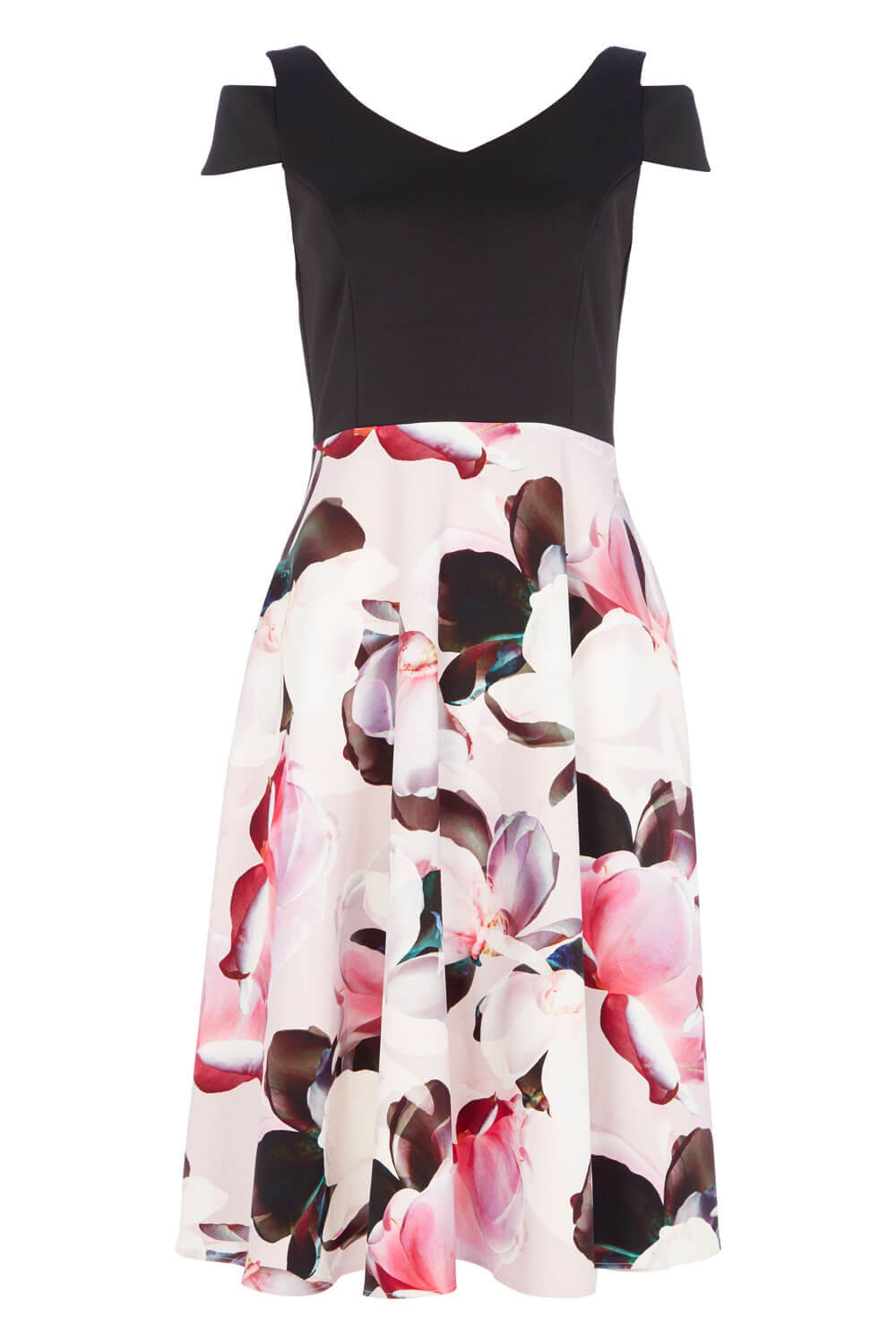 Black Fit and Flare Print Skirt Dress, Image 4 of 4