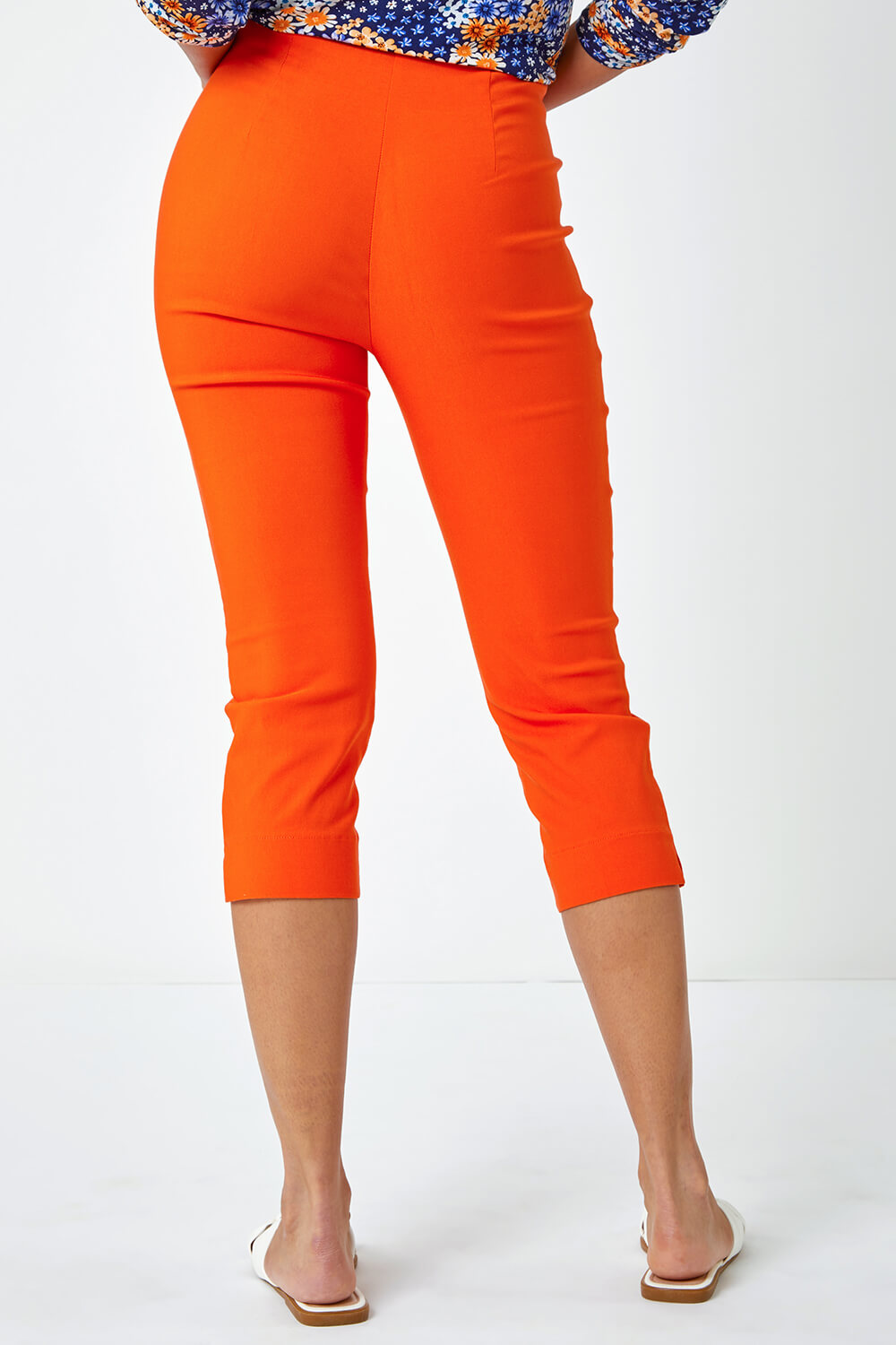 Burnt Orange Cropped Stretch Trousers, Image 2 of 5