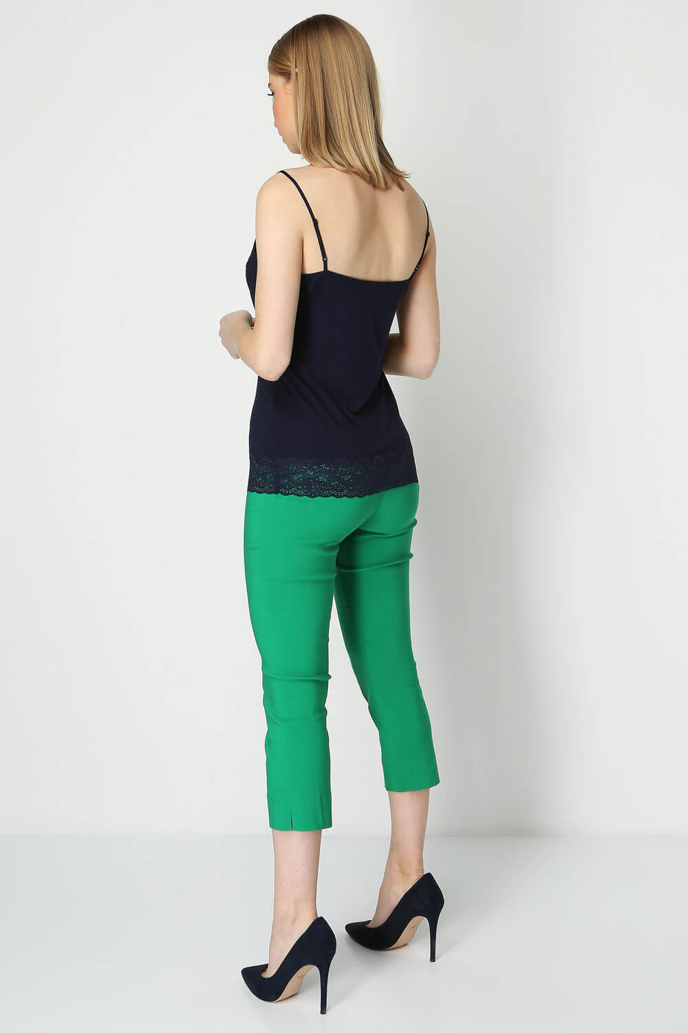 Navy  Lace Trim Camisole Top, Image 3 of 5