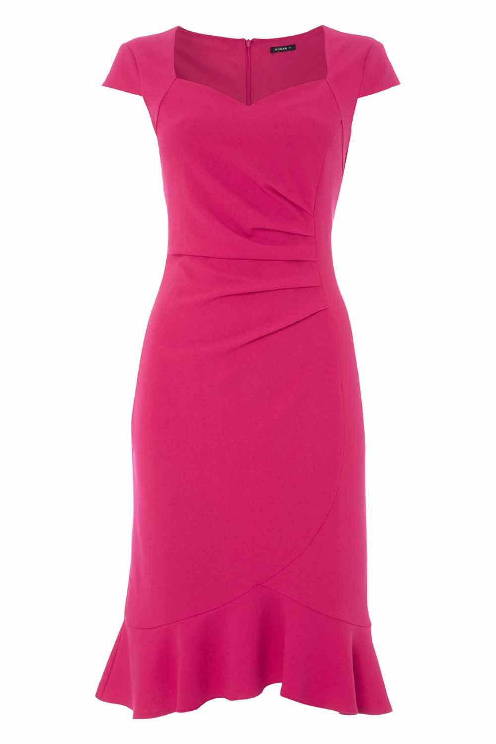Frill Hem Scuba Dress in Fuchsia Roman Originals UK