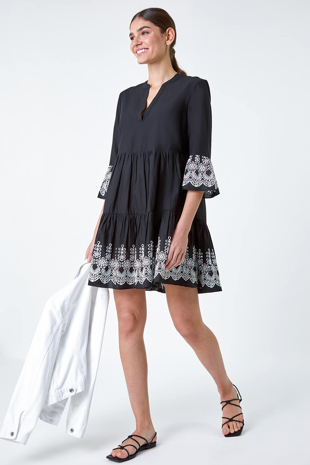 Embroidered Cotton Smock Dress