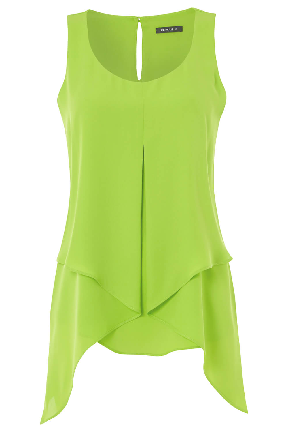 Lime Asymmetric Sleeveless Vest Top, Image 4 of 4