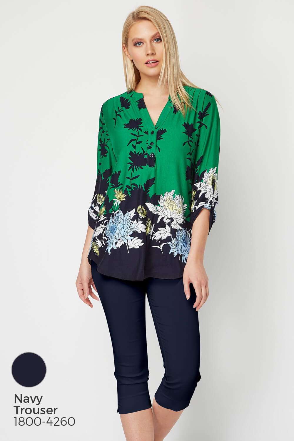 Green Floral Print Border Shirt , Image 9 of 9