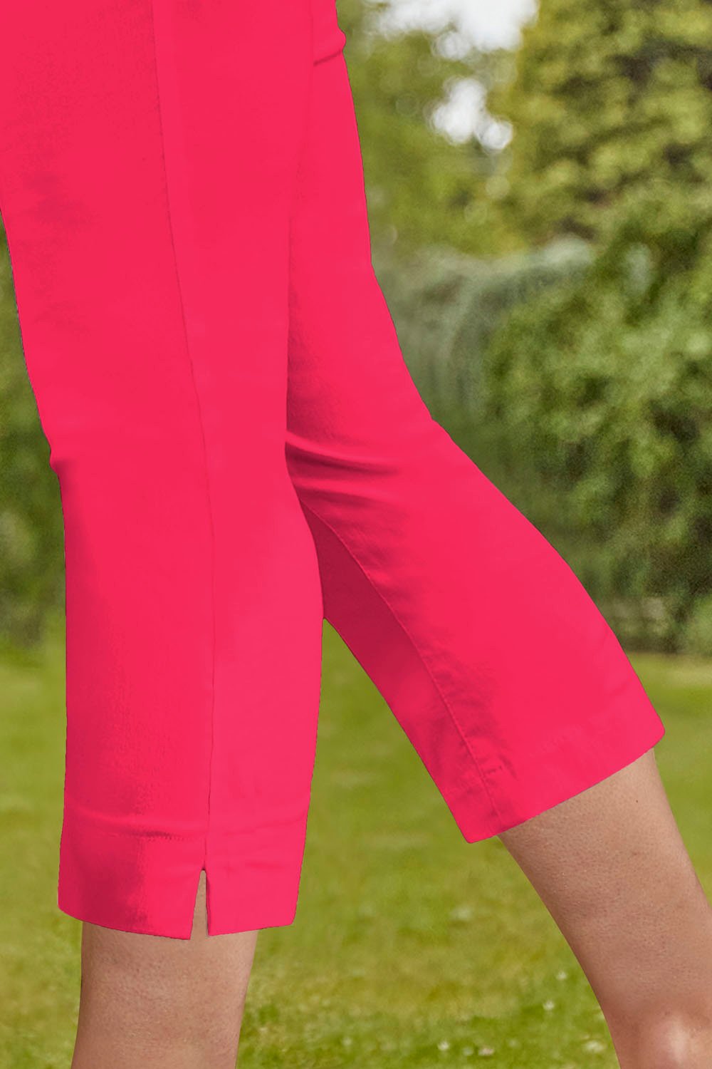Cerise Pink Cropped Stretch Trouser, Image 4 of 5