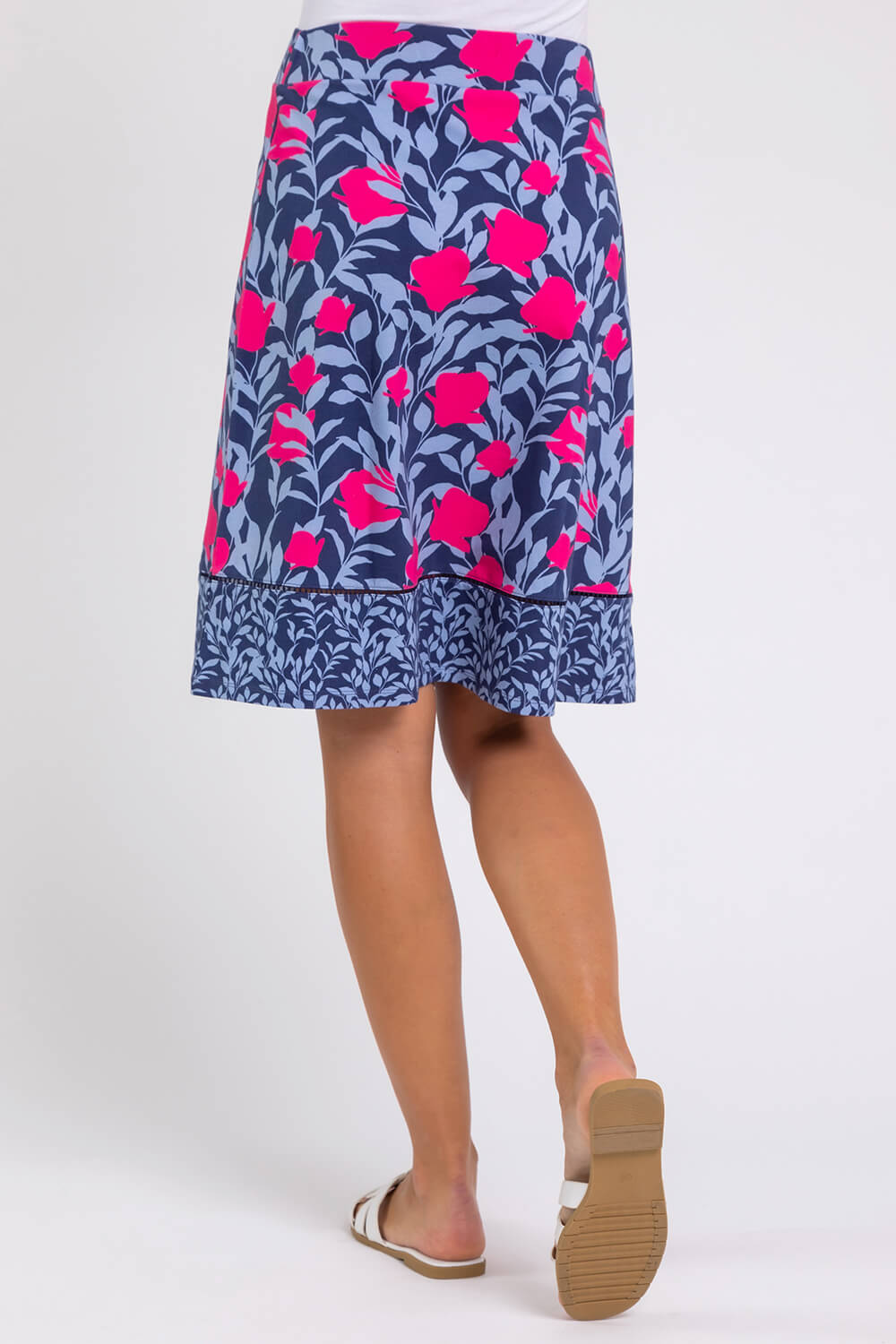 Blue A Line Floral Print Skirt, Image 2 of 4