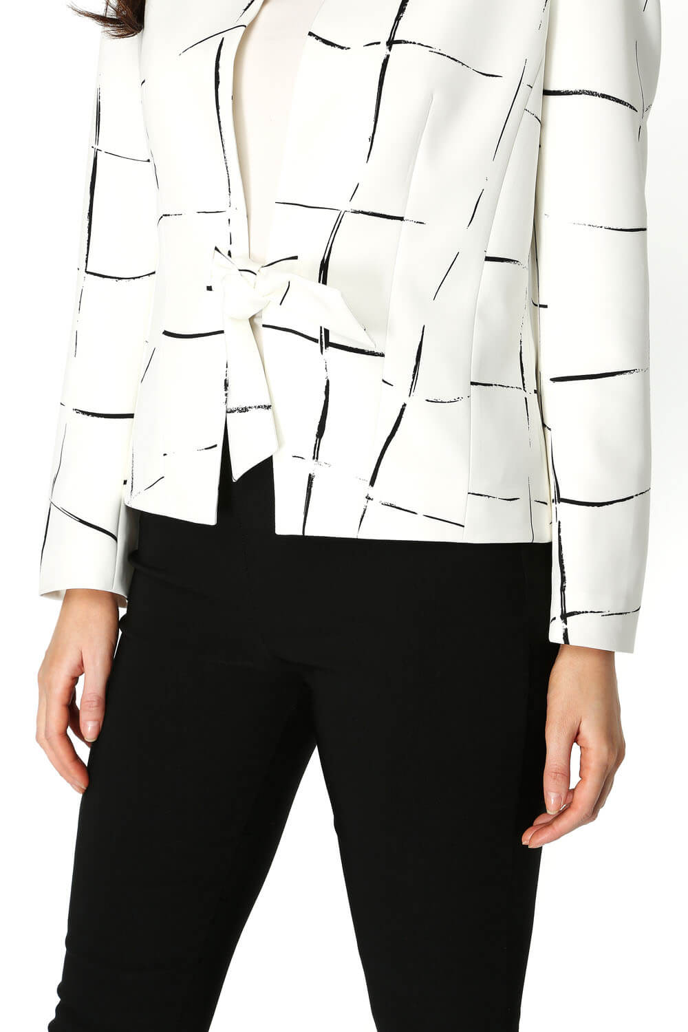 Ivory  Check Print Tailored Jacket , Image 4 of 5