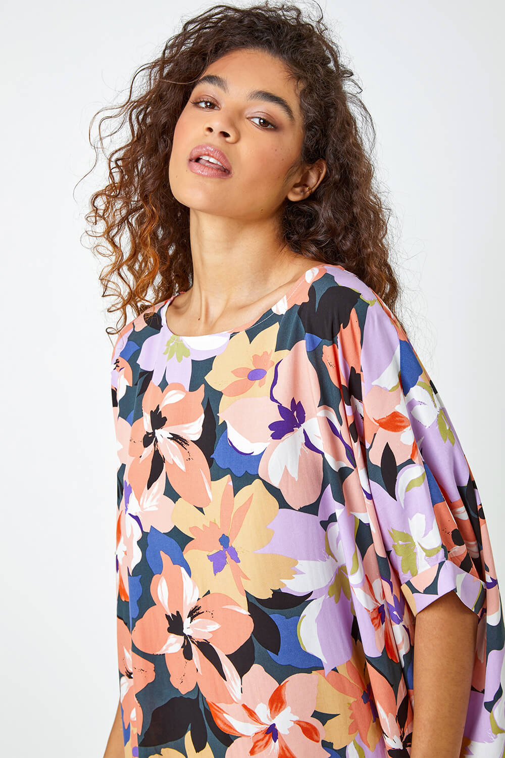 CORAL Floral Print Button Back Top, Image 5 of 5