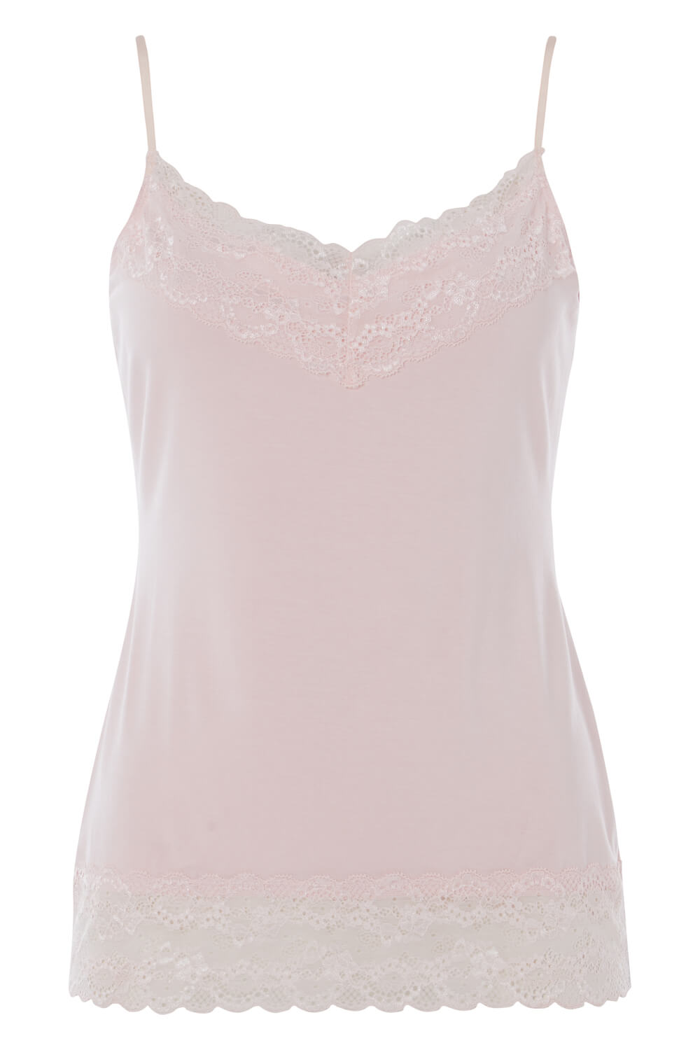 Lace Trim Camisole Top in Light Pink - Roman Originals UK