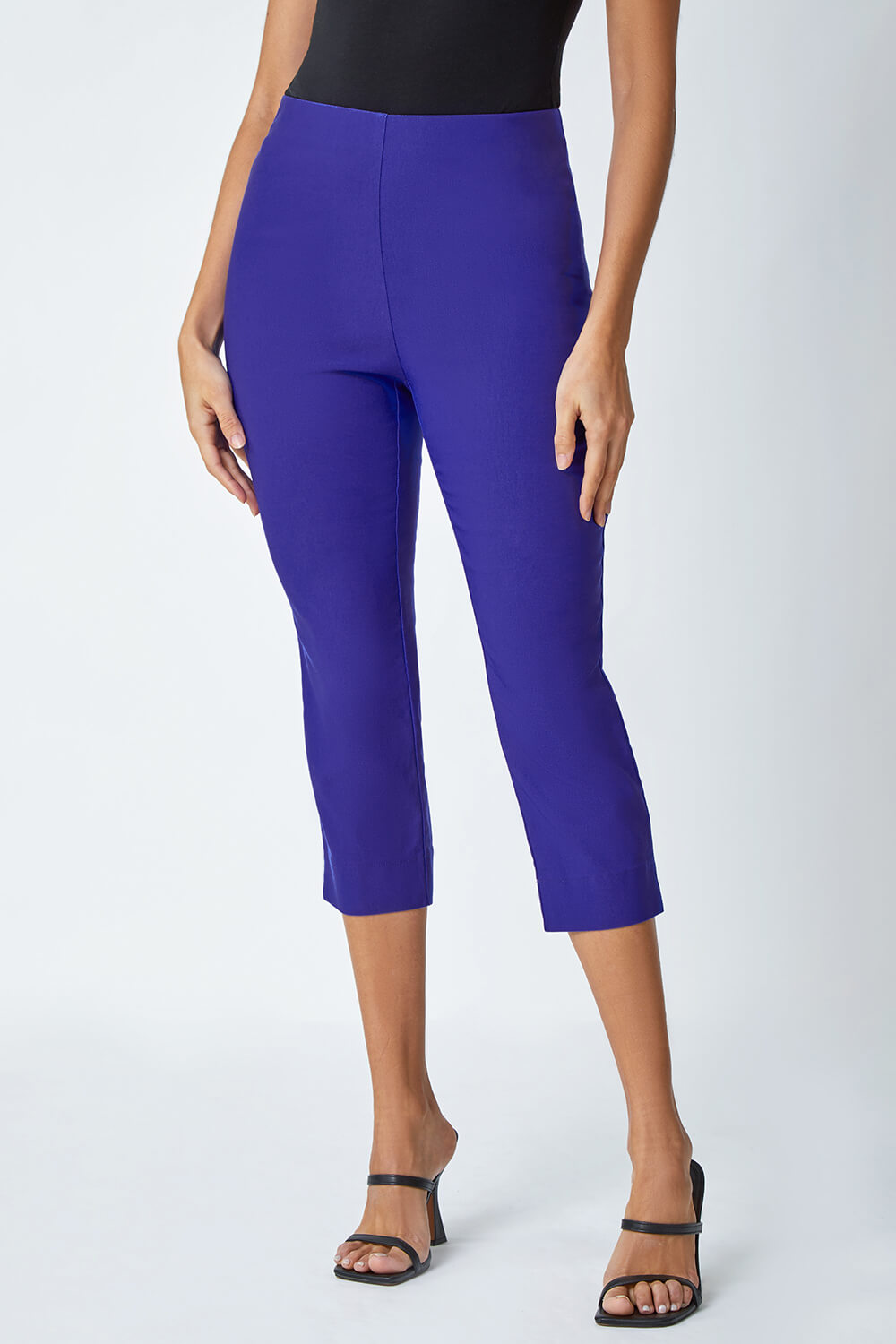 Purple Cropped Stretch Trouser, Image 4 of 5