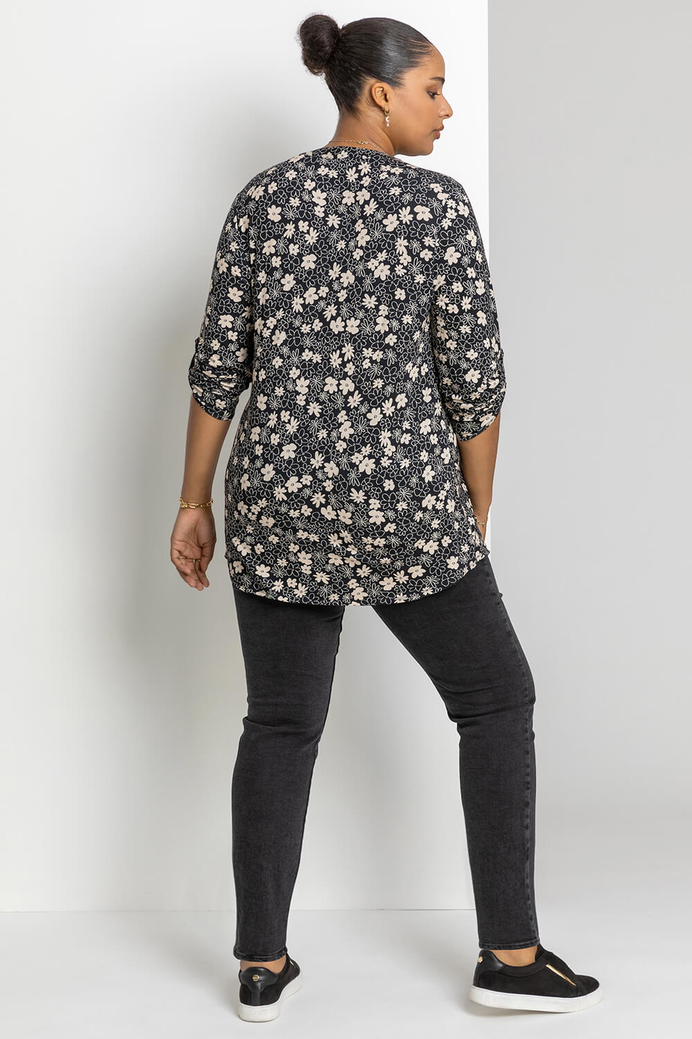 Stone Curve Floral Pintuck Blouse, Image 2 of 4