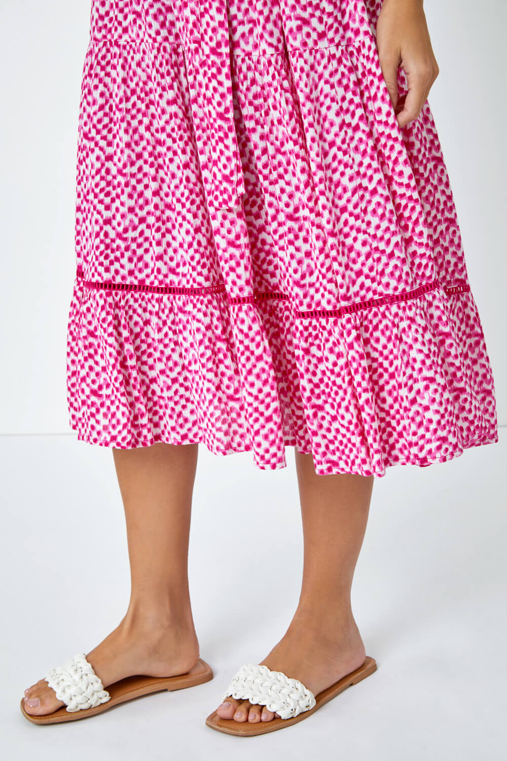 CERISE Sleeveless Spot Print Midi Dress, Image 5 of 5