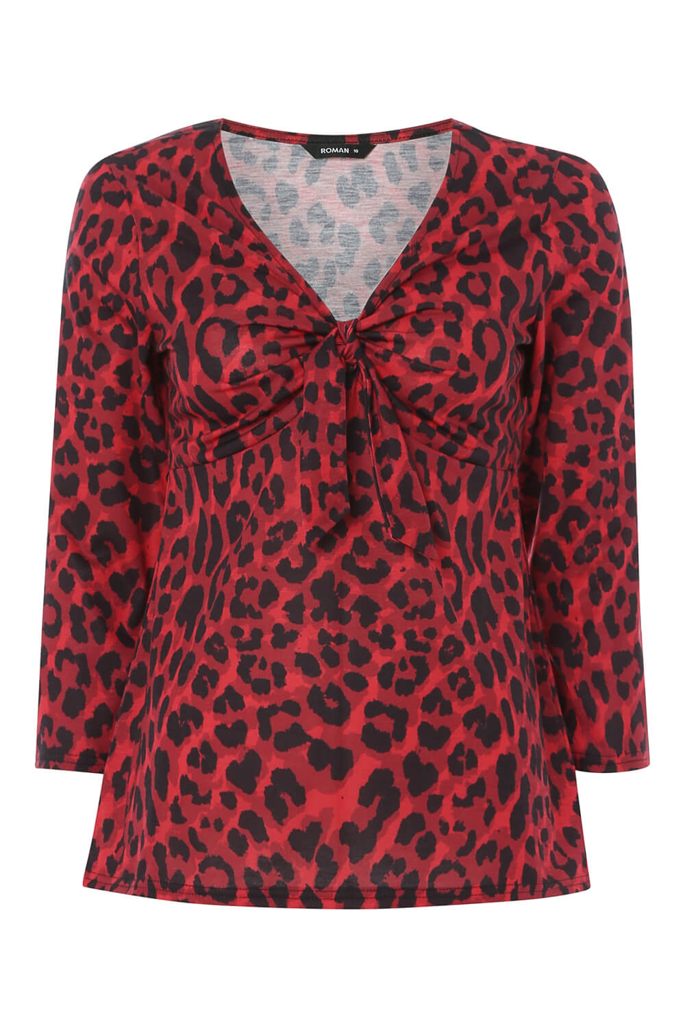 Red Leopard Print Tie Front Top, Image 4 of 4